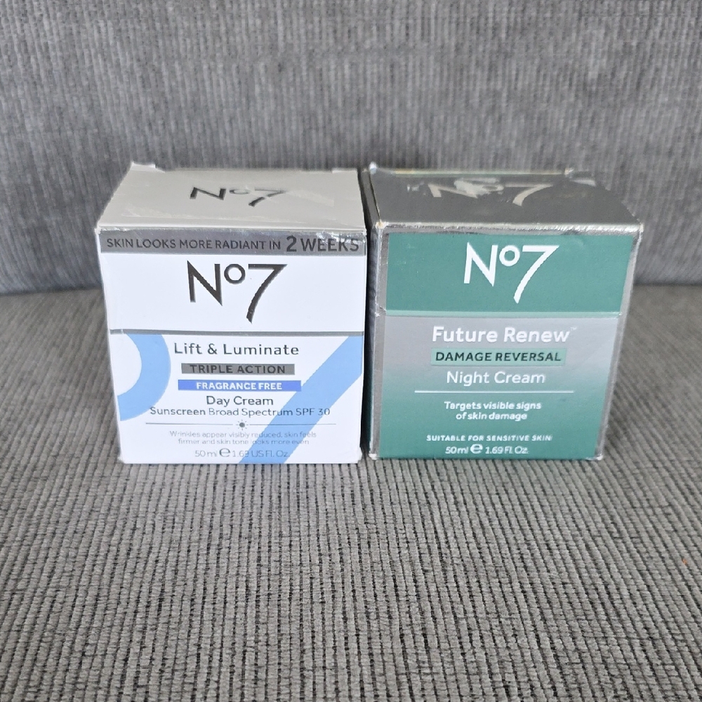 No7 Lift & Luminate Day Cream and Future Renew Night Cream Set, New